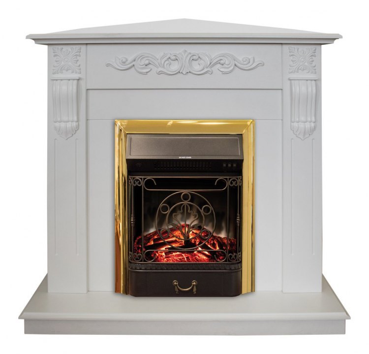 Электрокамин Dominica Corner WT с очагом Majestic Lux BR S