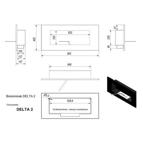 Биокамин Kratki DELTA 2 HORIZONTAL TUV (400*900)