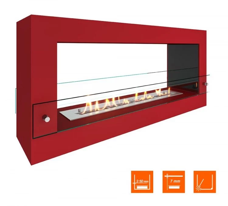 Биокамин SteelHeat FRAME ONE 1000 красный (Стекло + Стемалит)