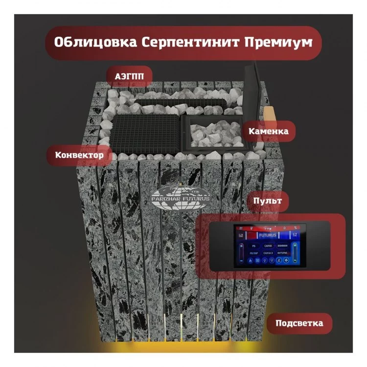Электрическая паротермальная печь «ПАРиЖАР Футурус» (серпентинит премиум)