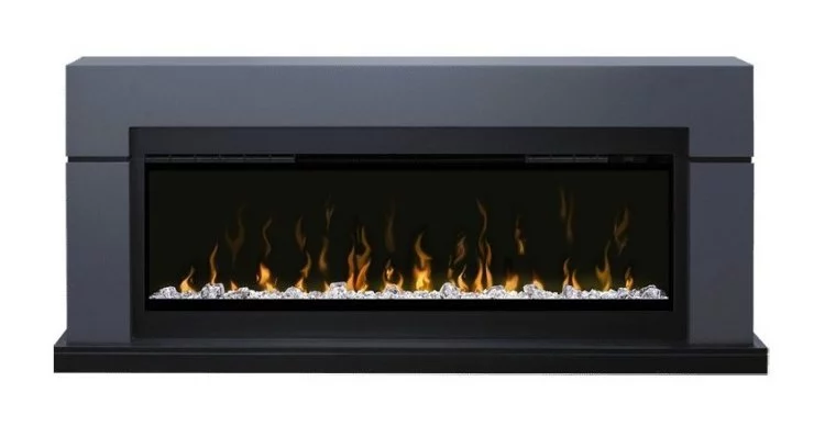 Каминокомплект Lindos (линейный) - Серый графит с очагом Ignite XLF50