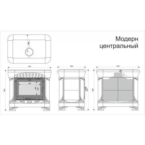 Каминная облицовка КимрПечь Модерн центральная Бирюза