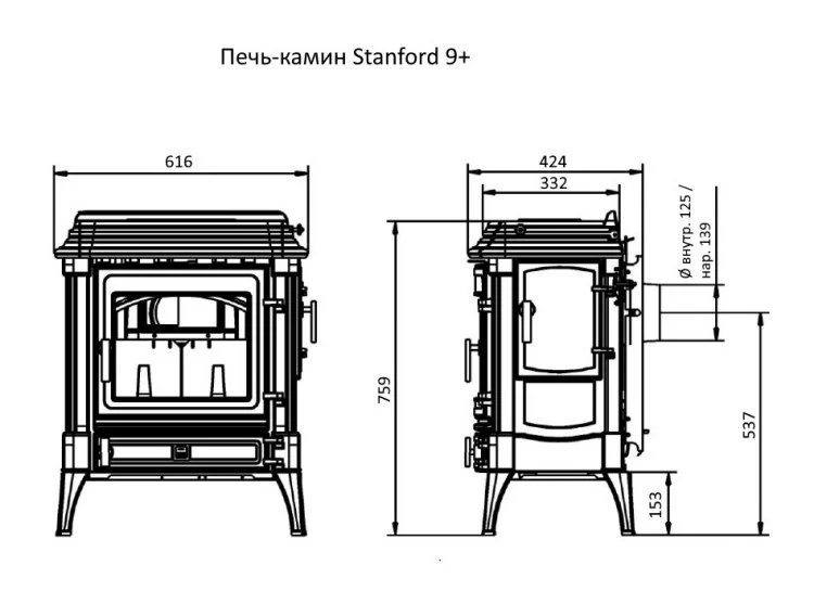 Печь камин Nestor Martin Стэнфорд 9+ / Stanford 9+