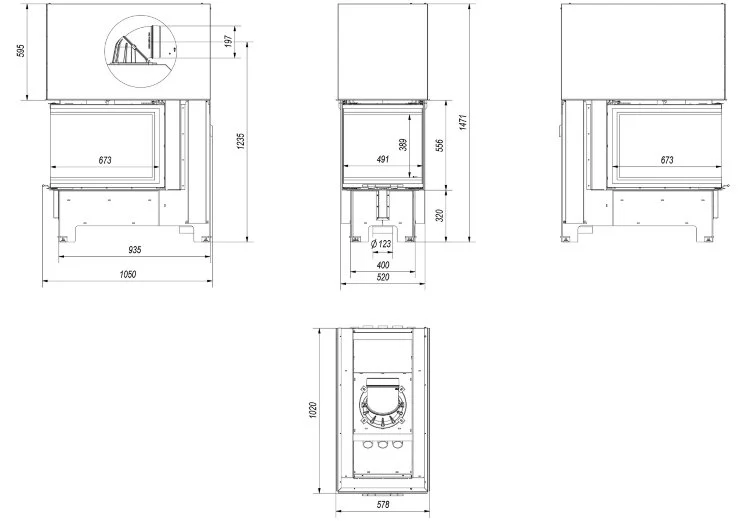 Каминная топка Kratki NBU 11 G