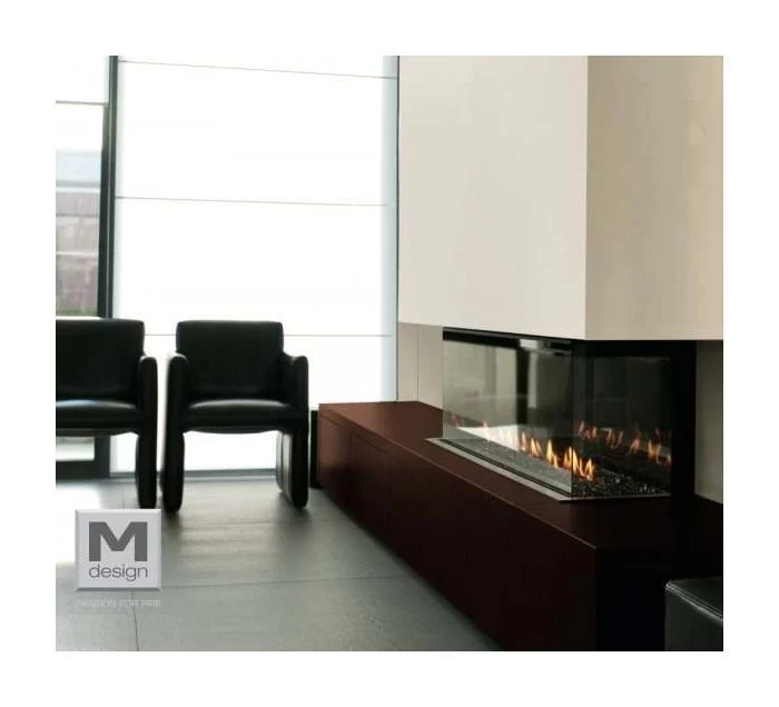 Каминная топка газовая M-Design Luna 1000 DC Diamond gas, стеклянные внутренние стенки