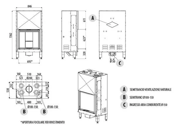 Каминная топка MCZ Plasma 75 прямое стекло