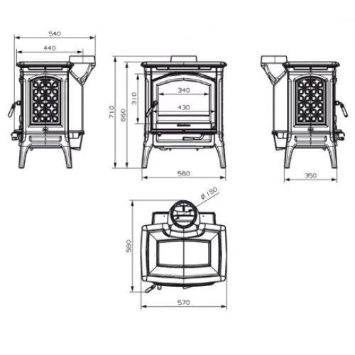 Печь-камин Hergom Craftsbury (черный)