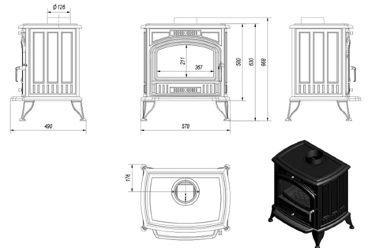 Отопительная печь Kratki Koza K6