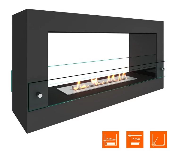 Биокамин SteelHeat FRAME ONE 900 черный (Стекло + Стемалит)