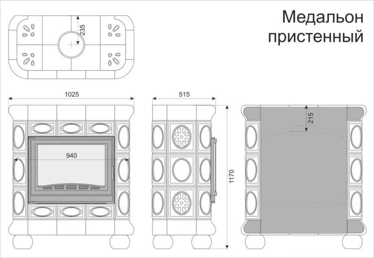 Каминная облицовка КимрПечь Медальон пристенная Ирисы