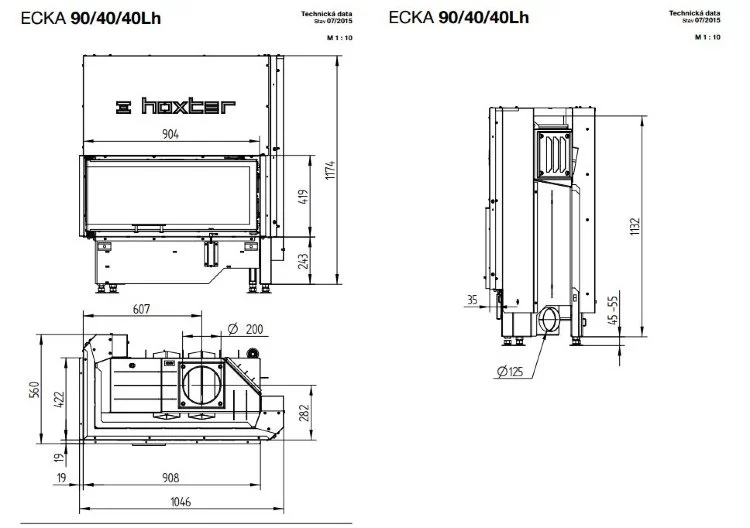 Каминная топка Hoxter Ecka 90/40/40Lh