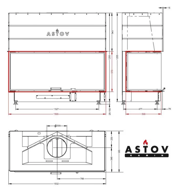 Каминная топка АСТОВ П3С 15057