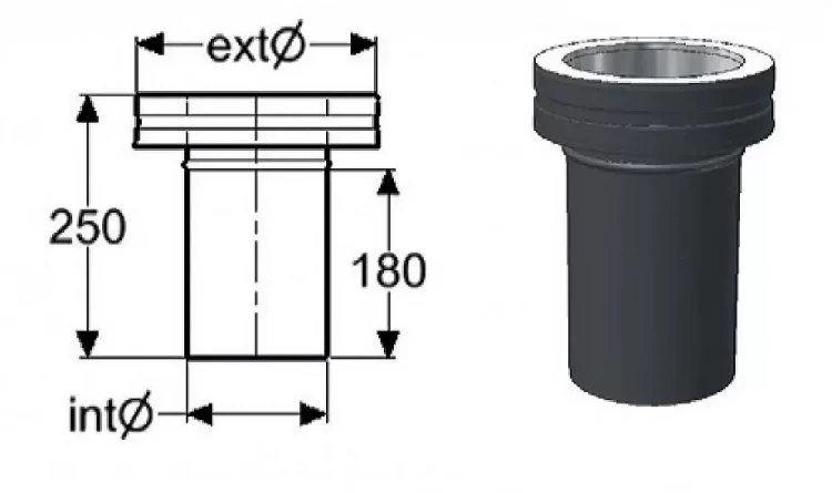 Декоративный переходник Permeter Эстет 50 черный, D 200/300 мм