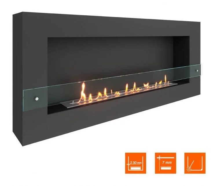 Биокамин SteelHeat WALL GRAND 1500 черный (Стекло)