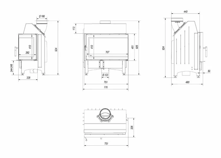 Каминная топка Kratki Zibi 12 P/BS DECO