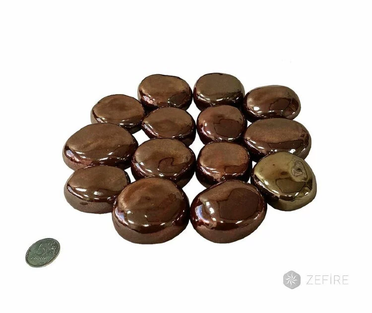 Декоративные керамические камни красное золото 14 шт (ZeFire)