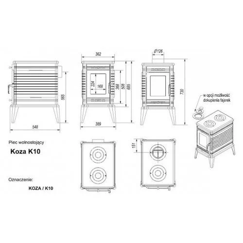 Отопительная печь Kratki Koza K10