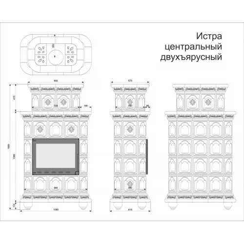 Каминная облицовка КимрПечь Истра центральная двухъярусная Ваниль
