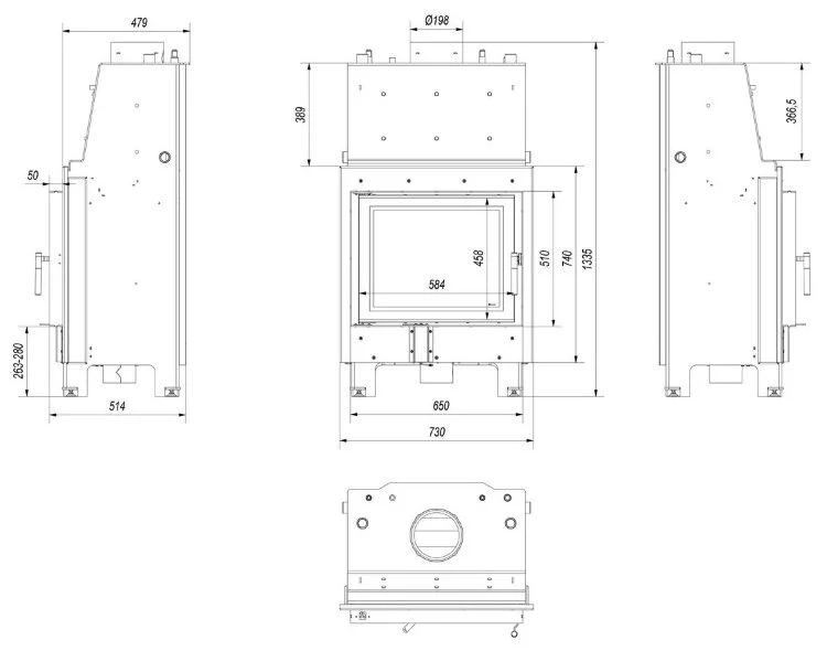 Каминная топка Kratki MBZ PW 13