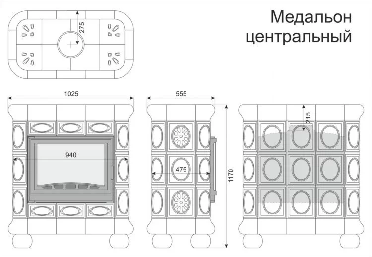 Каминная облицовка КимрПечь Медальон центральная Белый