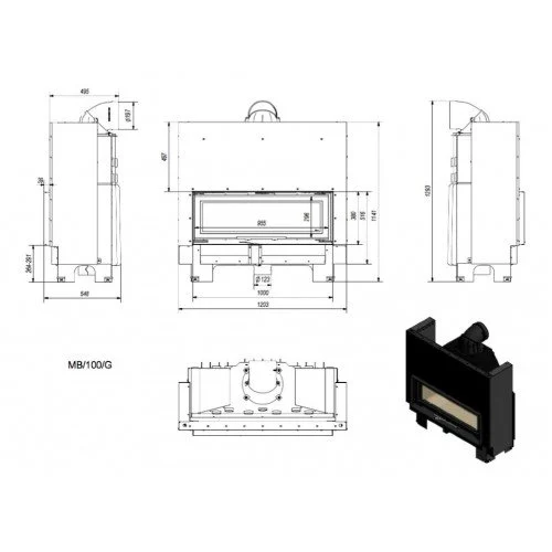 Каминная топка Kratki MB100 G