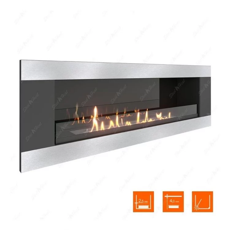 Биокамин в нишу SteelHeat LONG-H 1200 Small (Стекло + Стемалит)