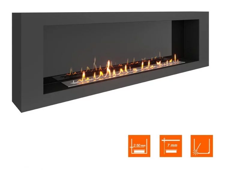 Биокамин SteelHeat WALL LONG 1800 черный (Стемалит)