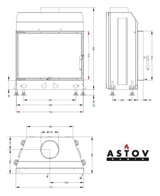 Каминная топка АСТОВ М 700 Б