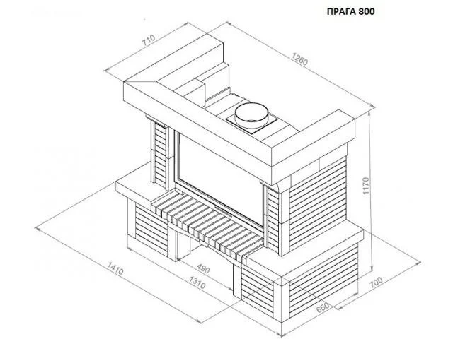 Каминная облицовка Прага 800 (пристенная)