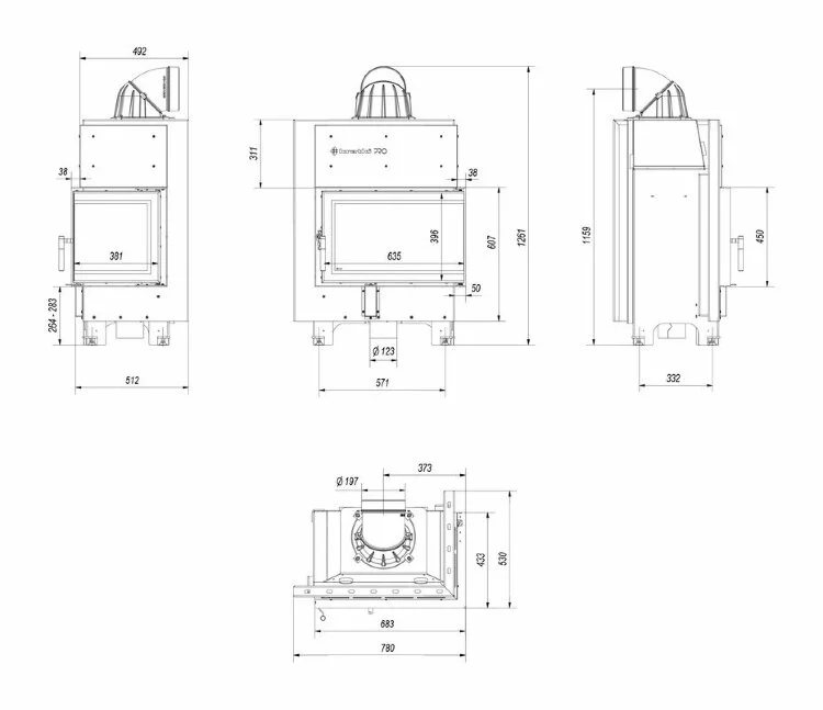 Каминная топка Kratki MBM 10 P/BS