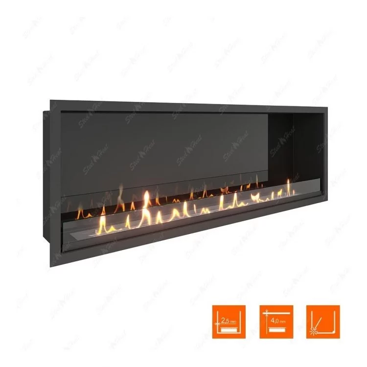 Биокамин в нишу SteelHeat LEADER 1300 XL (Стекло + Стемалит)