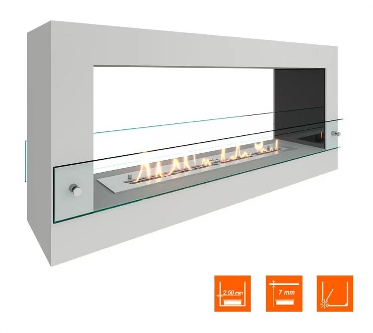Биокамин SteelHeat FRAME ONE 1000 белый (Стекло + Стемалит)