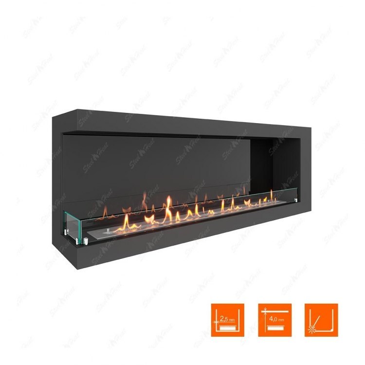 Биокамин угловой SteelHeat ONE 1500 левый (Стекло + Стемалит)