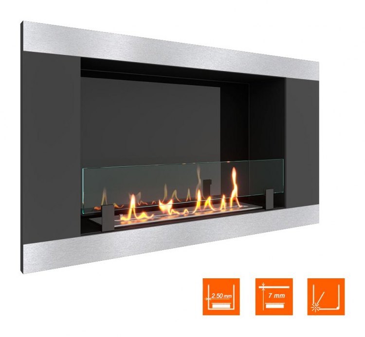 Биокамин в нишу SteelHeat LONG-H 900 (Стекло + Стемалит)