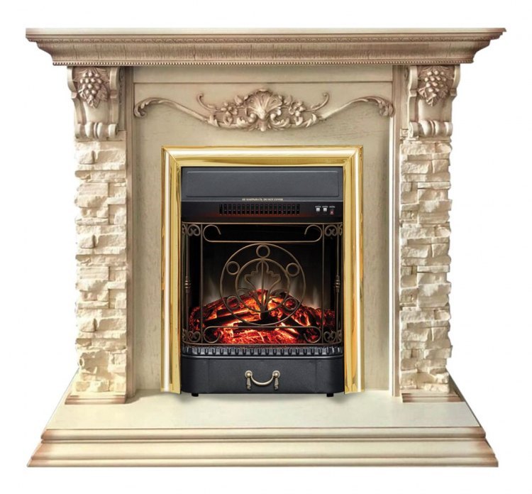 Электрокамин Patricia WT с очагом Majestic Lux Brass