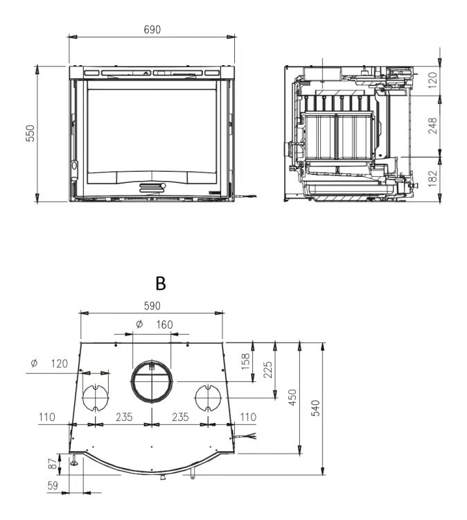 Каминная топка La Nordica Inserto 70 Ventilato Tondo