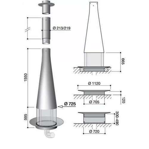 Камин дровяной Focus Filiofocus 1600 центральный, со стеклом