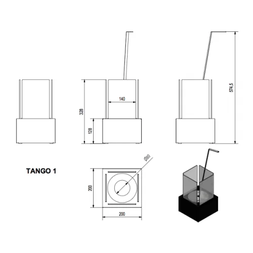Биокамин Kratki Tango 1 белый (настольный)