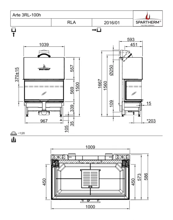 Каминная топка Spartherm Arte 3RL-100h 4S