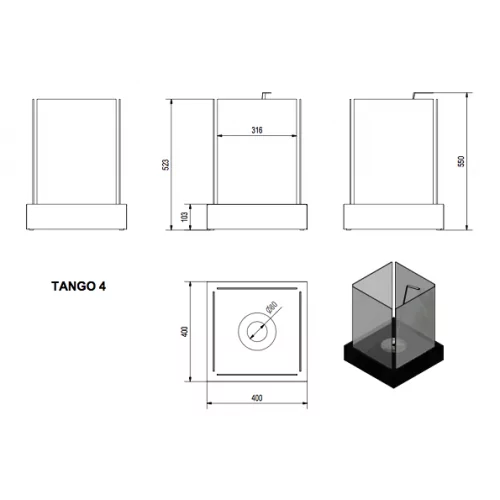 Биокамин Kratki Tango 4 черный (настольный)