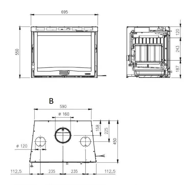 Каминная топка La Nordica Inserto 70 Ventilato