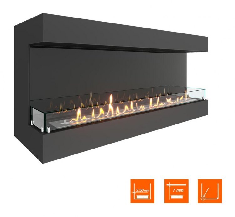 Биокамин фронтальный SteelHeat GRAND 1400 (Стекло + Стемалит)