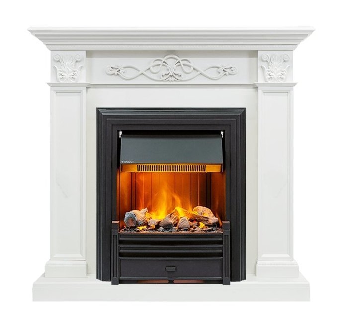 Каминокомплект Verona - Белый дуб с очагом Brookline Black