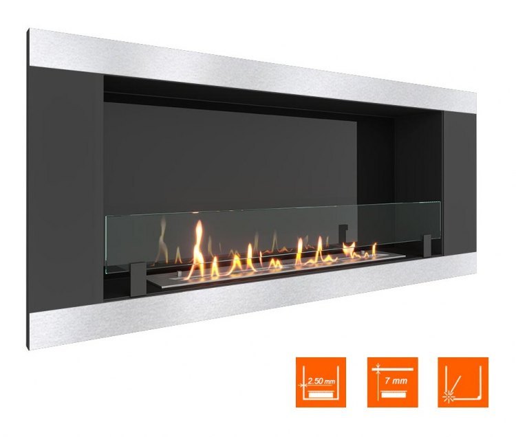 Биокамин в нишу SteelHeat LONG-H 1200 (Стекло + Стемалит)