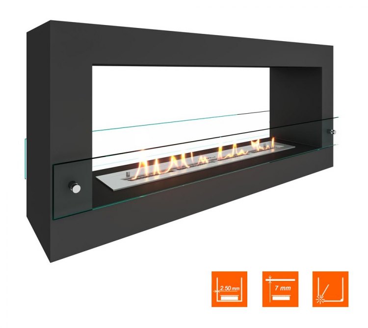 Биокамин SteelHeat FRAME ONE 1000 черный (Стекло)