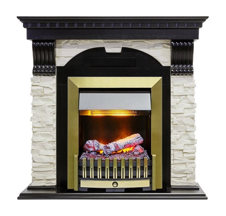 Каминокомплект Dublin - Вегне / Сланец белый с очагом Danville Antique Brass FB2