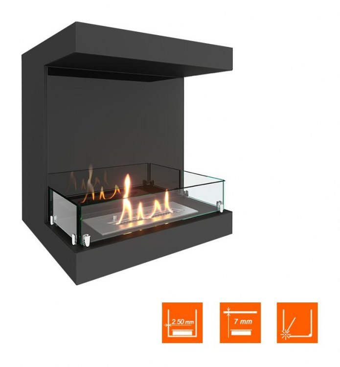 Биокамин фронтальный SteelHeat LONG 500 (Стекло + Стемалит)