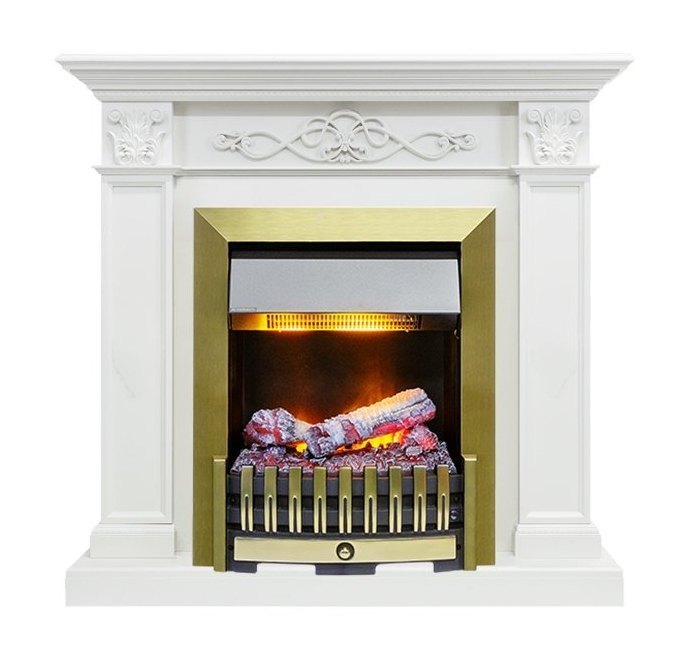 Каминокомплект Verona - Белый дуб с очагом Danville Antique Brass FB2