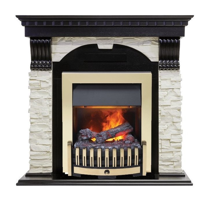 Каминокомплект Dublin - Вегне / Сланец белый с очагом Danville Brass FB2