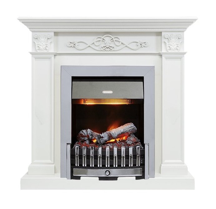 Каминокомплект Verona - Белый дуб с очагом Danville Chrome FB2